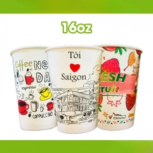 Ly Cốc Giấy In Sẵn Thiết Kế 16oz (480ml)